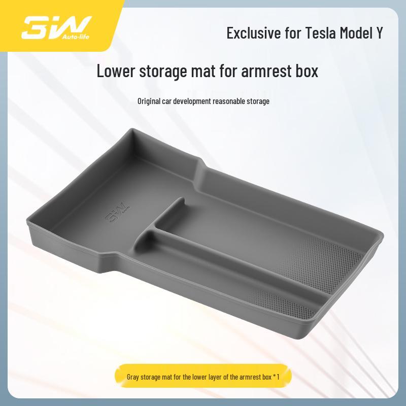 Tesla Model 3 Lower Armrest Storage Box with Silicone Mat
Tesla Model 3 Lower Armrest Storage Box with Silicone Mat