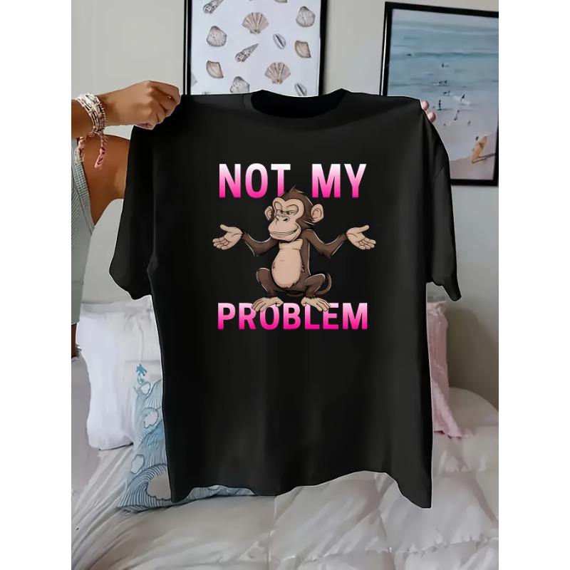 Ladies fashionable plus size funny monkey print T-shirt, round neck top 5XL
Ladies fashionable plus size funny monkey print T-shirt, round neck top 5XL
