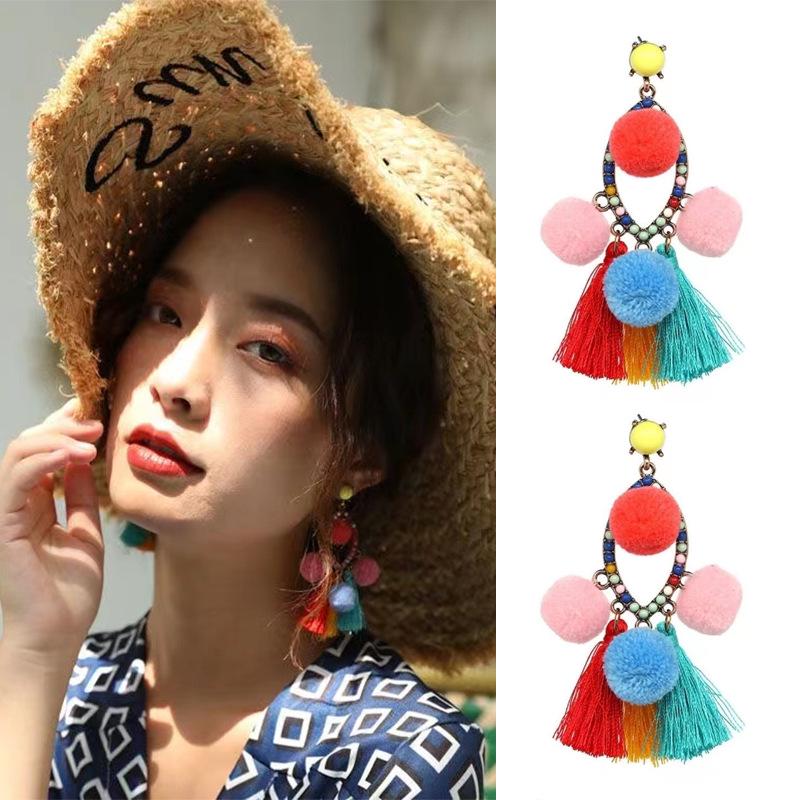 Bohemian Pompom Tassel Earrings with 925 Silver Needle - Hypoallergenic Drop Design білий
Bohemian Pompom Tassel Earrings with 925 Silver Needle - Hypoallergenic Drop Design білий