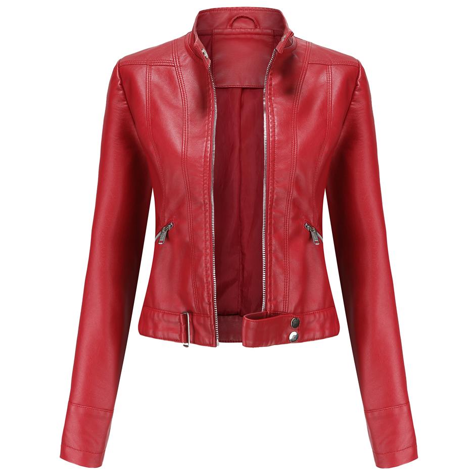 Жіноча укорочена куртка зі штучної шкіри з поліуретанової мото байкерської застібки на блискавці для мотоциклів. Вузьке вкорочене коротке пальто приталеного верхнього одягу Модний повсякденний піджак осінь-весна Нове S вина червоного кольору
Жіноча укорочена куртка зі штучної шкіри з поліуретанової мото байкерської застібки на блискавці для мотоциклів. Вузьке вкорочене коротке пальто приталеного верхнього одягу Модний повсякденний піджак осінь-весна Нове S вина червоного кольору