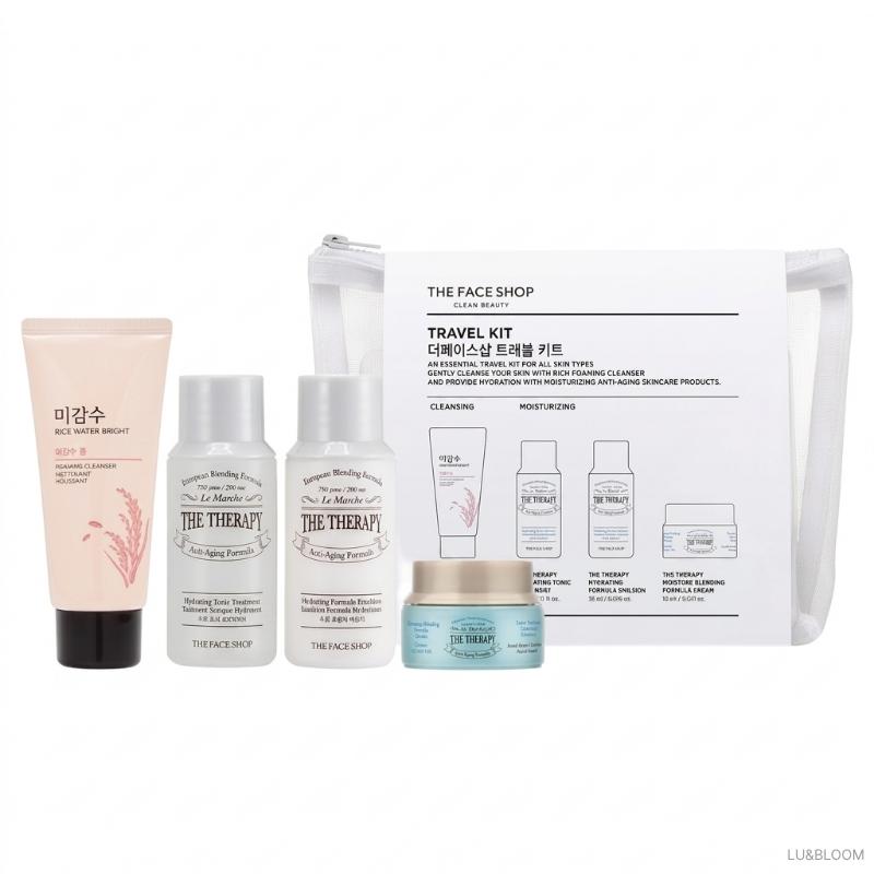 THE FACE SHOP Essential Travel Kit (Cleansing Foam 30ml + Treatment 32ml + Emulsion 32ml + Cream 10ml + Travel Pouch)
THE FACE SHOP Essential Travel Kit (Cleansing Foam 30ml + Treatment 32ml + Emulsion 32ml + Cream 10ml + Travel Pouch)