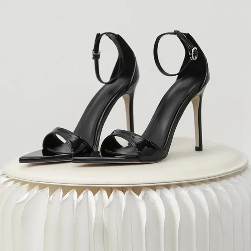 Pointed Patent Leather Sexy Open Toe One-word Buckle Strap Women Sandals Cover Heeled Thin High-heeled Party Shoe Sandalias 35
Pointed Patent Leather Sexy Open Toe One-word Buckle Strap Women Sandals Cover Heeled Thin High-heeled Party Shoe Sandalias 35