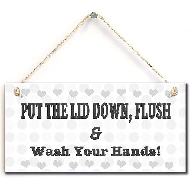 Toilet Warning Sign- Put The Lid Down, Flush & Wash Your Hands, Retro Style Bathroom Toilet Sign (5 X 10 ) Style 1
Toilet Warning Sign- Put The Lid Down, Flush & Wash Your Hands, Retro Style Bathroom Toilet Sign (5 X 10 ) Style 1