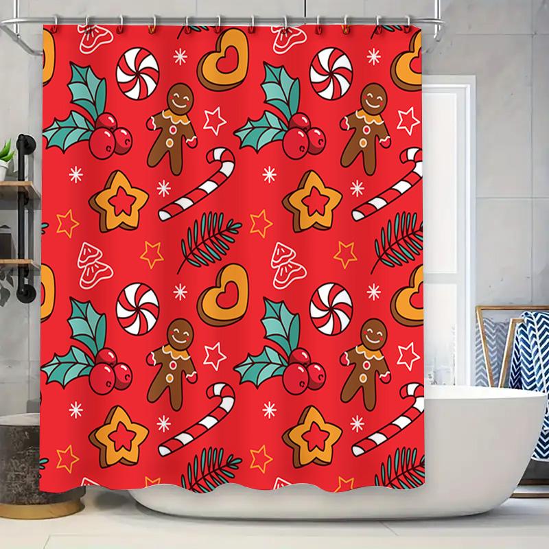 Christmas Shower Curtain With Candy Cane Gingerbread Man Pattern Waterproof Bathroom Decor Red Background Christmas Tree Flower W60H190(CM)-1 Pcs
Christmas Shower Curtain With Candy Cane Gingerbread Man Pattern Waterproof Bathroom Decor Red Background Christmas Tree Flower W60H190(CM)-1 Pcs