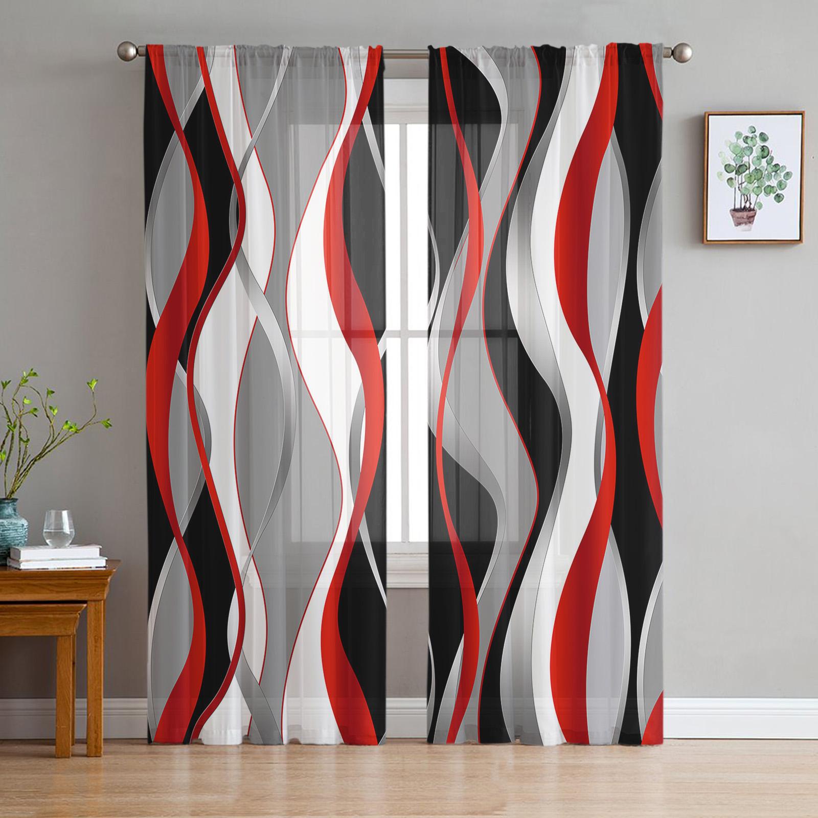 Stereo Abstract Line Gradient Red Sheer Curtains for Living Room Decoration Window Curtains Kitchen Tulle Voile Organza Curtains W135 x H115cm x1
Stereo Abstract Line Gradient Red Sheer Curtains for Living Room Decoration Window Curtains Kitchen Tulle Voile Organza Curtains W135 x H115cm x1