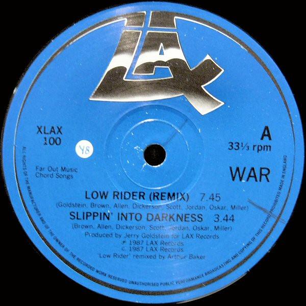 12inch Record WAR Low Rider Slippin Into Darkness XLAX100 LAX 1987 UK SoulFunk Used
12inch Record WAR Low Rider Slippin Into Darkness XLAX100 LAX 1987 UK SoulFunk Used