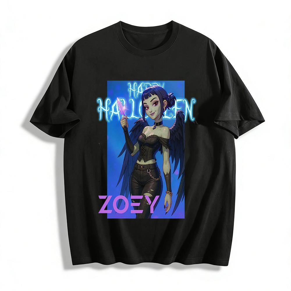 Halloween Zoey Dark Angel Print Off-shoulder Top Gothic Style Casual Party Holiday Women s Tee Pure cotton T-shirt XXS
Halloween Zoey Dark Angel Print Off-shoulder Top Gothic Style Casual Party Holiday Women s Tee Pure cotton T-shirt XXS
