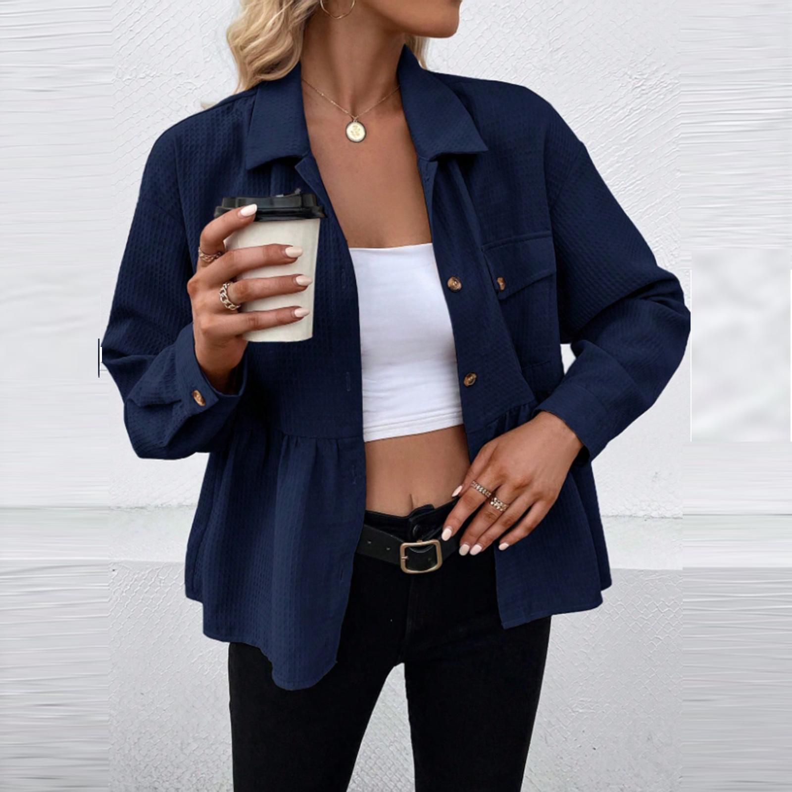 Женский модный повседневный кардиган однотонный универсальный с лацканами короткая куртка S тёмно-синий
Женский модный повседневный кардиган однотонный универсальный с лацканами короткая куртка S тёмно-синий