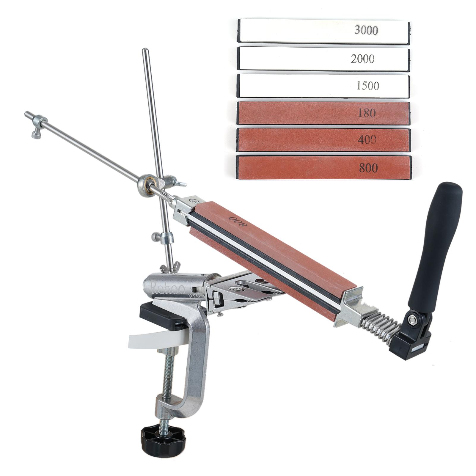 Knife Sharpener with 6 Whetstones 360 degrees Angle Design Stainless Steel Knife Sharpeners Set Fixed-Angle High Grinde
Knife Sharpener with 6 Whetstones 360 degrees Angle Design Stainless Steel Knife Sharpeners Set Fixed-Angle High Grinde