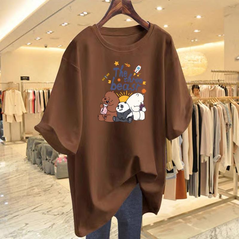 Bear print casual top loose medium and long large size short-sleeved t-shirt women s summer new XXXL
Bear print casual top loose medium and long large size short-sleeved t-shirt women s summer new XXXL