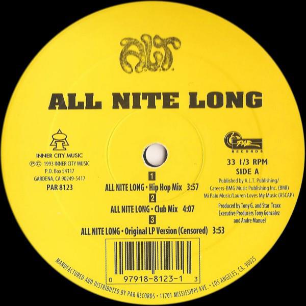 12inch Record A.L.T. - All Nite Long PAR8123 Par Records 1993 US Rap & Hip-Hop/R&B Used
12inch Record A.L.T. - All Nite Long PAR8123 Par Records 1993 US Rap & Hip-Hop/R&B Used