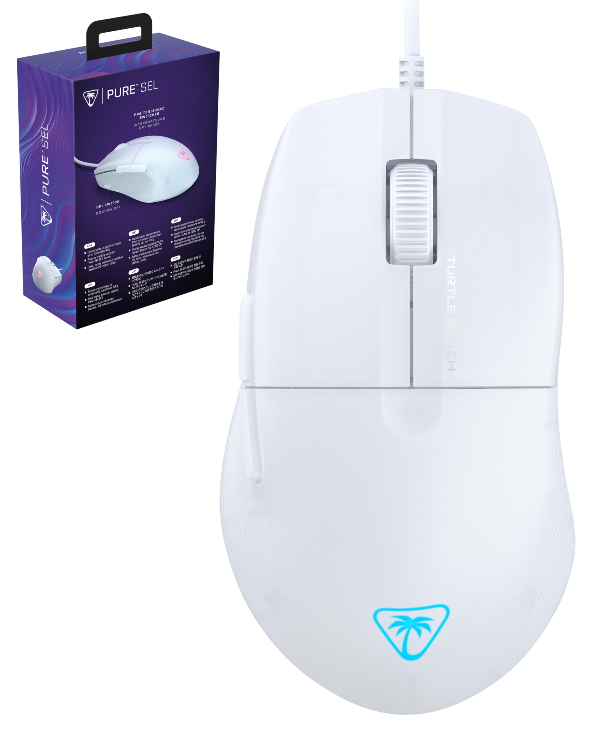 TURTLE BEACH Gaming Mouse Kone Pure SEL White Wired Ultra Lightweight 49g 8K dpi Asymmetric Middle Sensitivity Grab Grip Ergonomic Warranty 2 Years білий 
TURTLE BEACH Gaming Mouse Kone Pure SEL White Wired Ultra Lightweight 49g 8K dpi Asymmetric Middle Sensitivity Grab Grip Ergonomic Warranty 2 Years білий