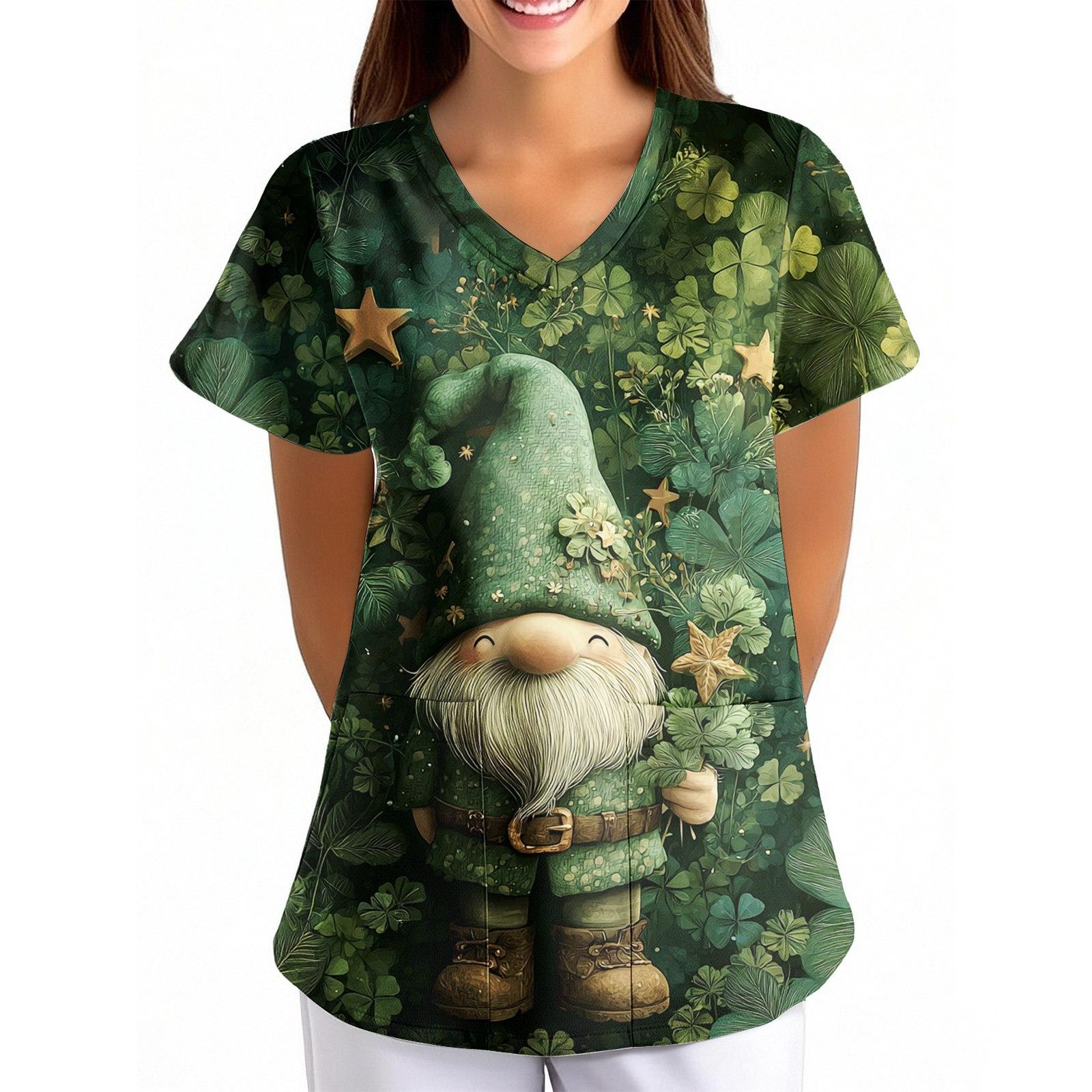 Women s St. Patrick s Print Loose V-Neck Pocket Short-Sleeve Uniform XL небо синє кольору
Women s St. Patrick s Print Loose V-Neck Pocket Short-Sleeve Uniform XL небо синє кольору