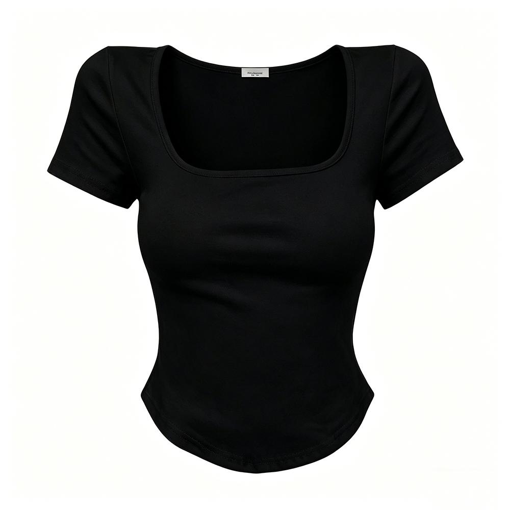 Women s Square Neck Short Sleeve T-Shirt, Slim Fit Irregular Hem Stretchy Top One size
Women s Square Neck Short Sleeve T-Shirt, Slim Fit Irregular Hem Stretchy Top One size