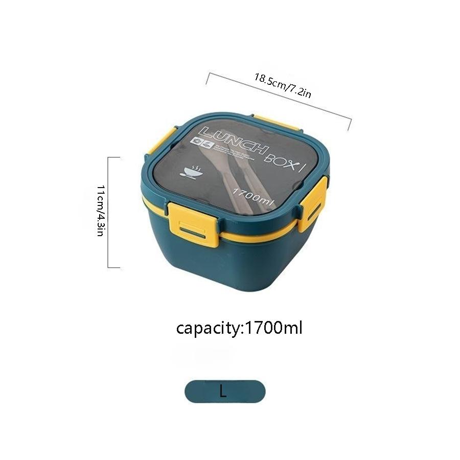 Double Stackable Lunch Box, 50 oz. Large Salad Bowl, 4 Compartment Tray, 3 oz. Sauce Container, Built-In Reusable Fork & Spoon синій
Double Stackable Lunch Box, 50 oz. Large Salad Bowl, 4 Compartment Tray, 3 oz. Sauce Container, Built-In Reusable Fork & Spoon синій
