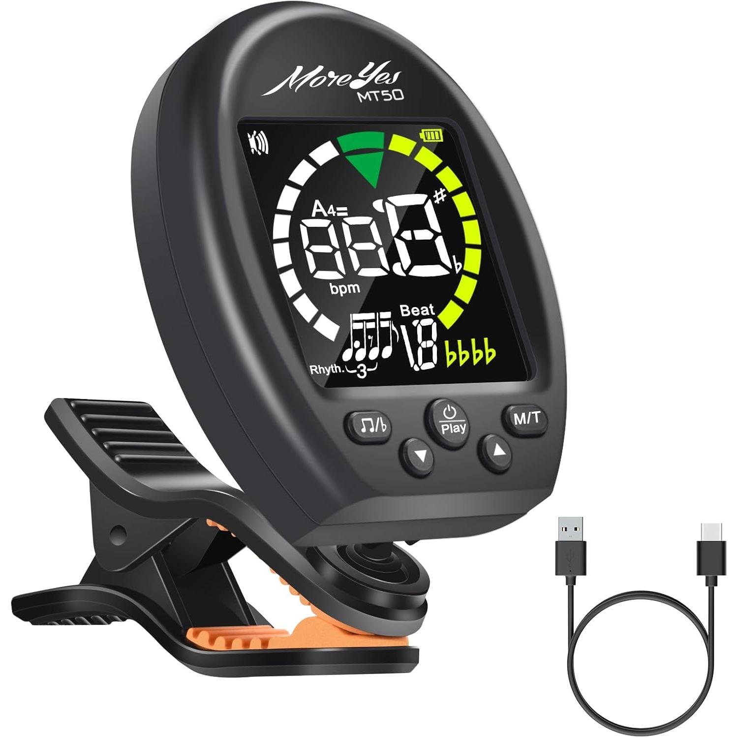Moreyes 3 in 1 Guitar Tuner Metronome Tone Generator, Rechargeable Guitar Tuner Clip On with Full-Color Screen for Acoustic Guitar, Electric Guitar, чорний
Moreyes 3 in 1 Guitar Tuner Metronome Tone Generator, Rechargeable Guitar Tuner Clip On with Full-Color Screen for Acoustic Guitar, Electric Guitar, чорний