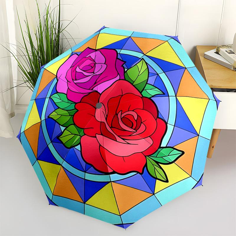 1pc Rose Stained Glass Pattern Automatic Folding Umbrella - Portable Collapsible Design, 8-Rib Iron Frame, Durable Fabric yy251125060
1pc Rose Stained Glass Pattern Automatic Folding Umbrella - Portable Collapsible Design, 8-Rib Iron Frame, Durable Fabric yy251125060