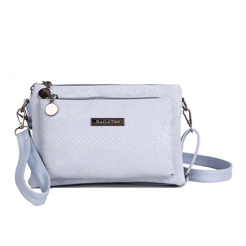 Маленькая квадратная сумка женская многослойная сумка через плечо сумка для мобильного телефона небесно-голубой