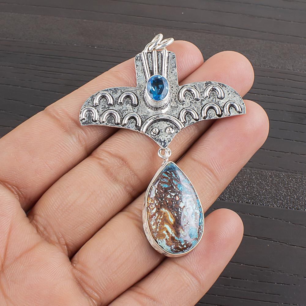 Natural Shattukite Gemstone 925 Sterling Silver Jewelry Designer Pendant 2.52 AJP-2352
Natural Shattukite Gemstone 925 Sterling Silver Jewelry Designer Pendant 2.52 AJP-2352