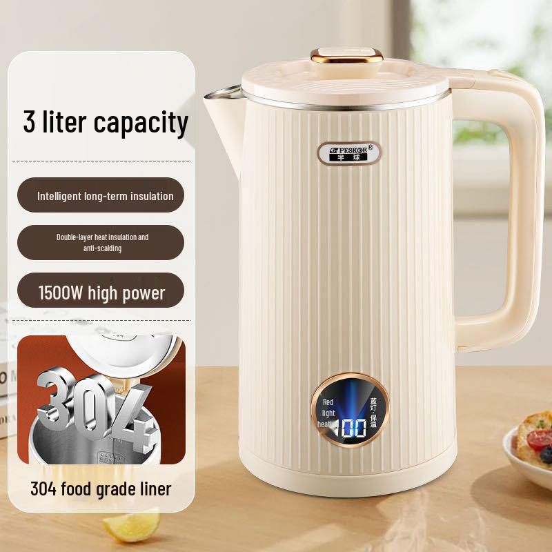 Stainless Steel Electric Kettle with Auto Power-Off and Heat Preservation
Stainless Steel Electric Kettle with Auto Power-Off and Heat Preservation