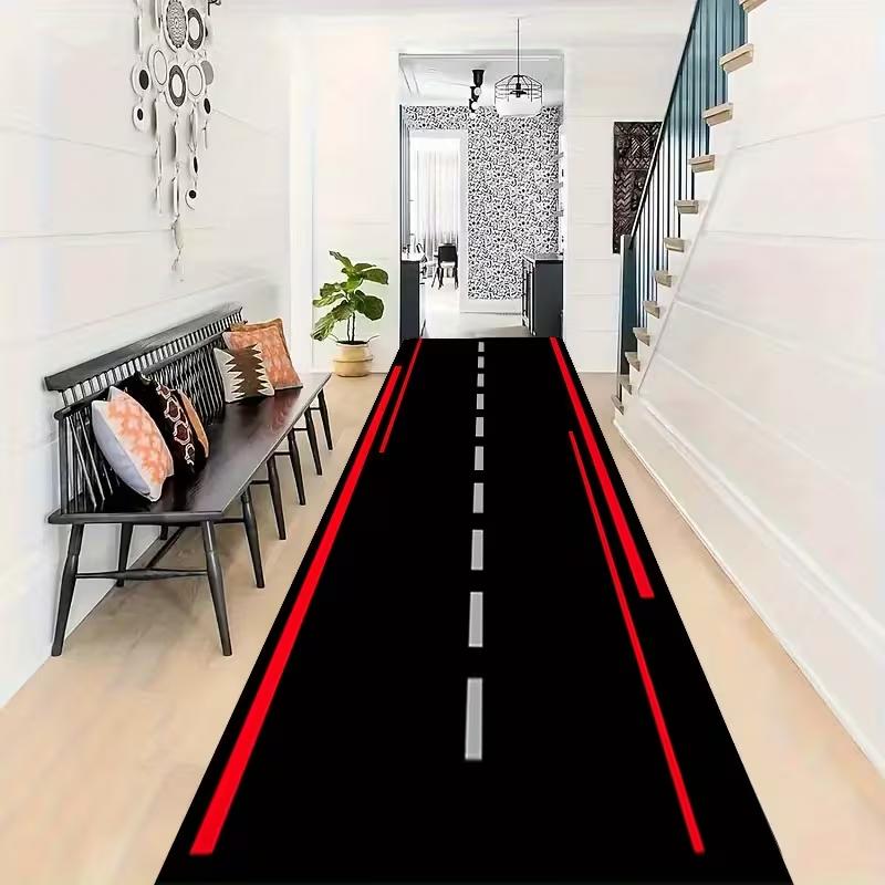 Dynamic Red Striped Highway Pattern Long Runner Rug Non Slip Hallway Entryway Carpet Soft Wear Resistant Kids Playroom Decor Mat 40X120CM
Dynamic Red Striped Highway Pattern Long Runner Rug Non Slip Hallway Entryway Carpet Soft Wear Resistant Kids Playroom Decor Mat 40X120CM
