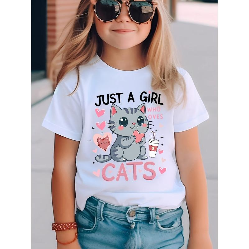 European sizes Summer Fashion Girls Short Sleeve T-Shirt JUST A GIRL CATS Letter Print Casual Versatile 164cm білий
European sizes Summer Fashion Girls Short Sleeve T-Shirt JUST A GIRL CATS Letter Print Casual Versatile 164cm білий
