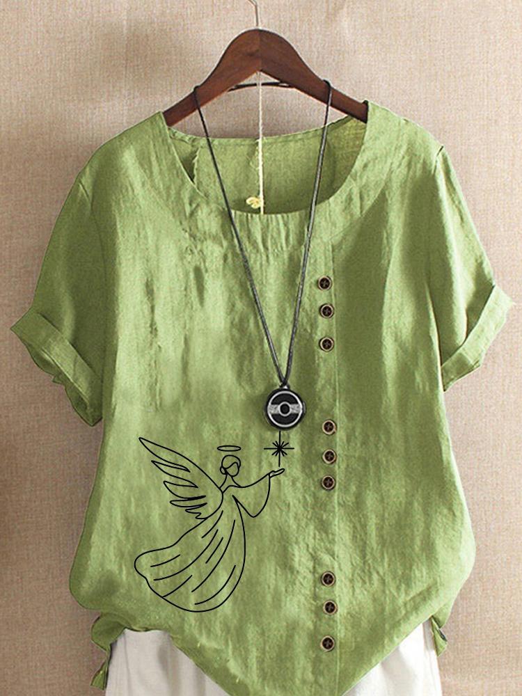 Women s Fashion Angel Print with Lines Shot Sleeve T-shirt Loose Cotton Shirt Casual Loose Summer Plus Size Blouse Tops 5XL зелений
Women s Fashion Angel Print with Lines Shot Sleeve T-shirt Loose Cotton Shirt Casual Loose Summer Plus Size Blouse Tops 5XL зелений