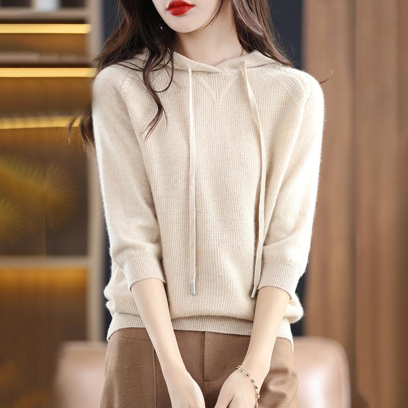 Тонкие вязаные свитера с капюшоном для женщин, классический однотонный вязаный пуловер, оверсайз, осень-зима, повседневная трикотажная универсальная толстовка One Size
Тонкие вязаные свитера с капюшоном для женщин, классический однотонный вязаный пуловер, оверсайз, осень-зима, повседневная трикотажная универсальная толстовка One Size