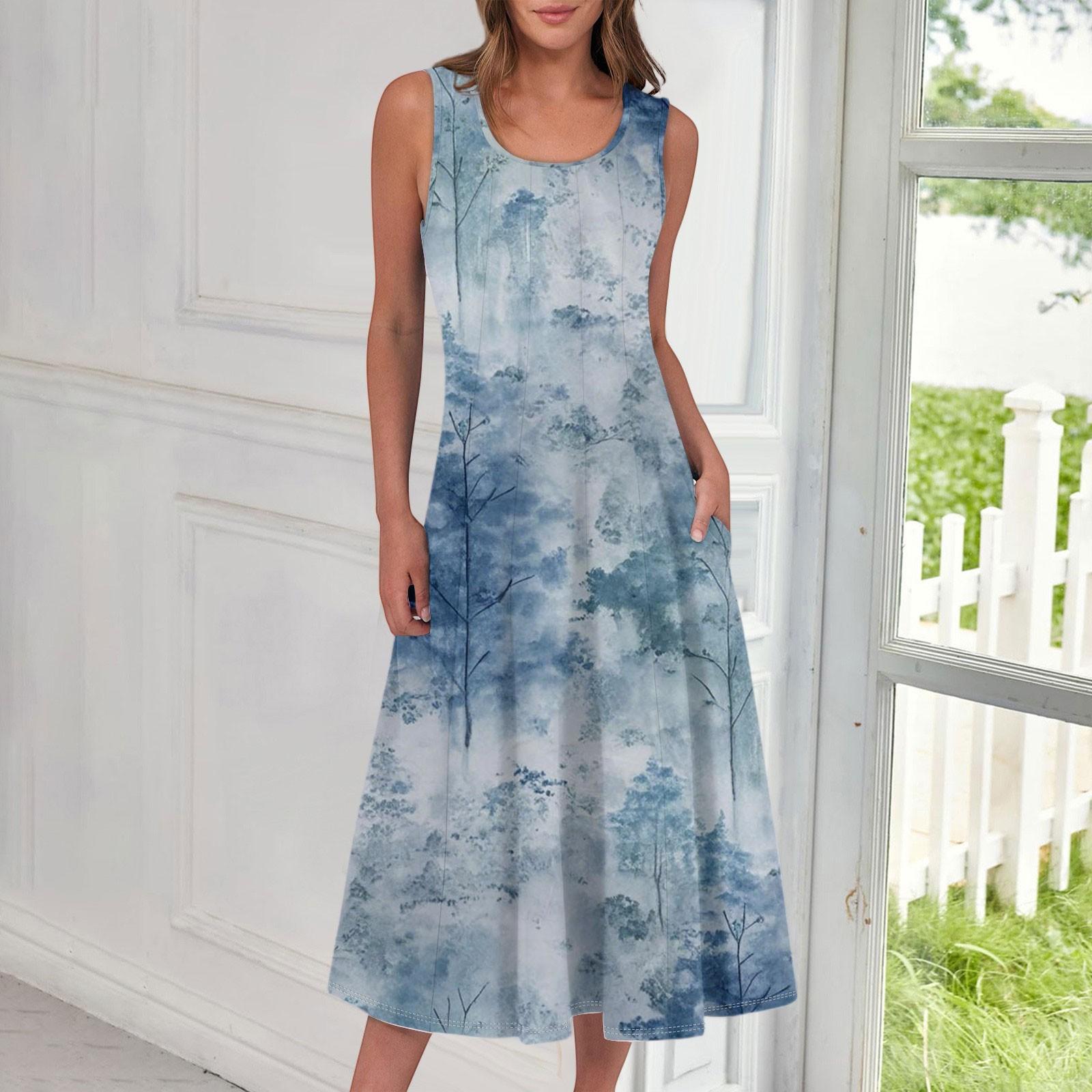 Женское повседневное модное платье миди с цветочным принтом и круглым вырезом без рукавов XL
Женское повседневное модное платье миди с цветочным принтом и круглым вырезом без рукавов XL