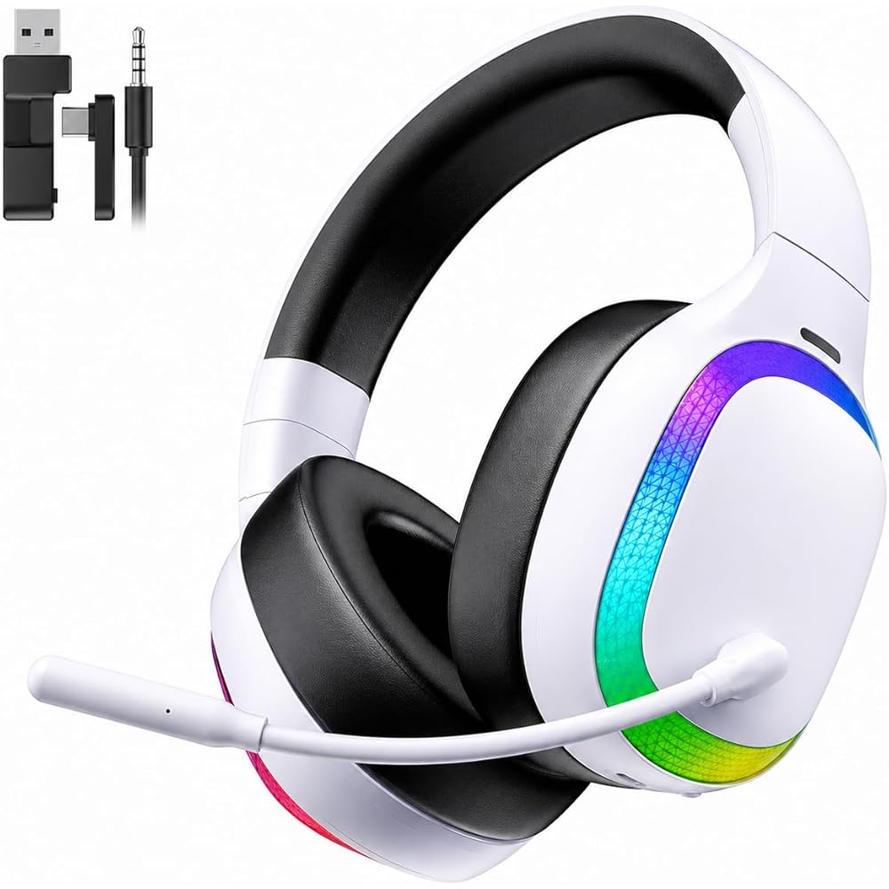 Gaming Headset Wireless Bluetooth 5.3 7.1 Surround Sound Noise Cancelling Microphone for PS5 PS4 PC Switch White RGB
Gaming Headset Wireless Bluetooth 5.3 7.1 Surround Sound Noise Cancelling Microphone for PS5 PS4 PC Switch White RGB