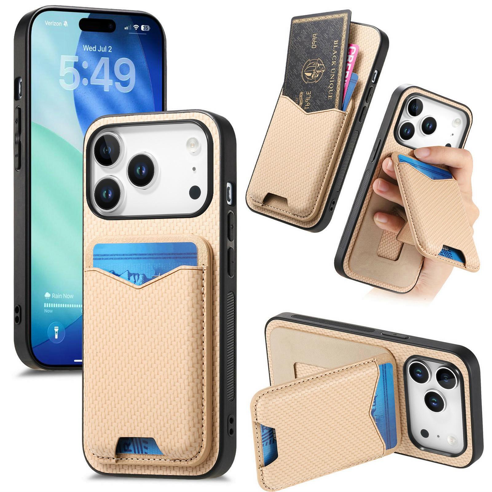 For iPhone 17 Pro Max Case Card Holder Kickstand Carbon Fiber Texture Back Cover
For iPhone 17 Pro Max Case Card Holder Kickstand Carbon Fiber Texture Back Cover