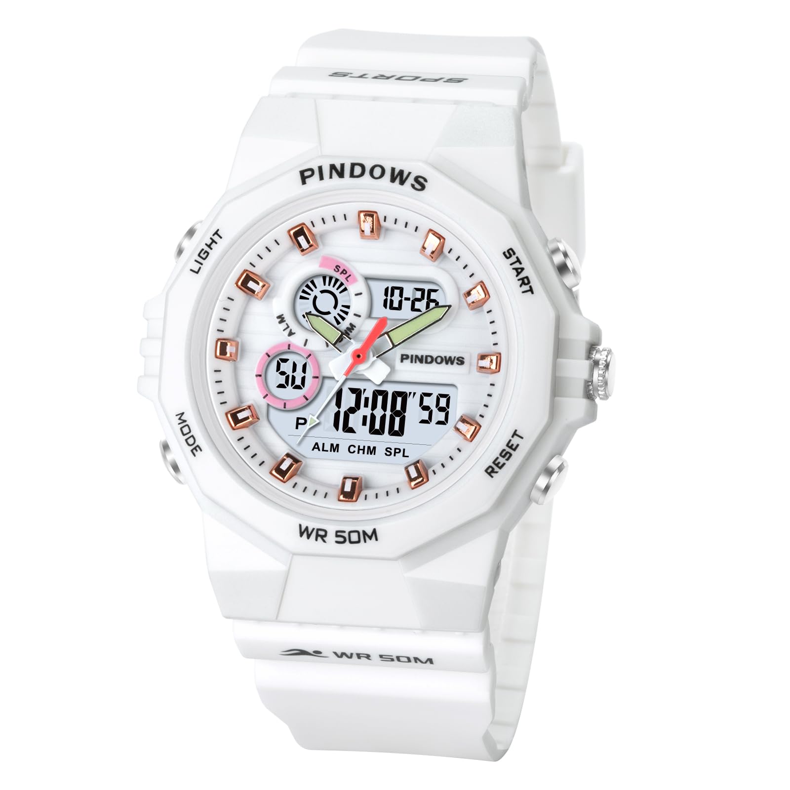 PINDOWS Women s Watch, 50M Water Resistant, Outdoor Digital Sports Watch with Multi-Function, LED Backlight, Calendar, Alarm, and Stopwatch
PINDOWS Women s Watch, 50M Water Resistant, Outdoor Digital Sports Watch with Multi-Function, LED Backlight, Calendar, Alarm, and Stopwatch
