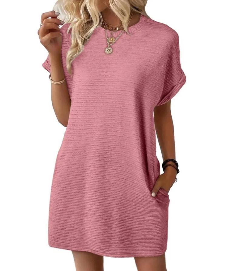 Summer Loose Fit Round Neck Pocket Short Sleeve Dress for Women L светло-розовый
Summer Loose Fit Round Neck Pocket Short Sleeve Dress for Women L светло-розовый