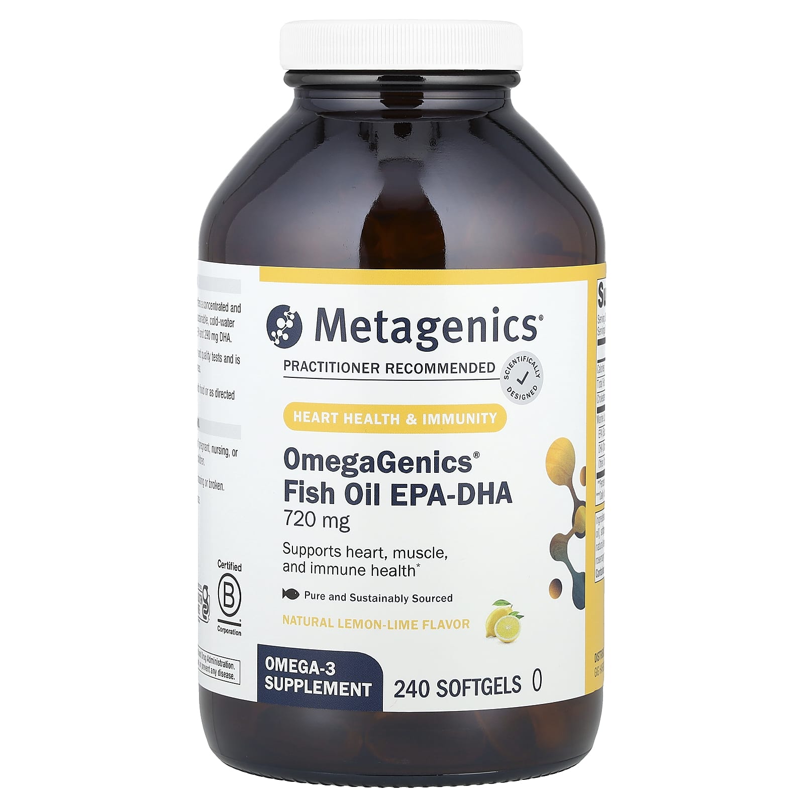 Omegagenics®, Fish Oil Epa-Dha, Natural Lemon-Lime, 720Mg, 240 Softgels
Omegagenics®, Fish Oil Epa-Dha, Natural Lemon-Lime, 720Mg, 240 Softgels