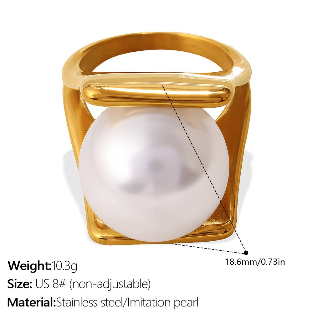 New Minimalist Faux Pearl Ring, 18K Gold Plated Stainless Steel Niche Design Ring for Women 3
New Minimalist Faux Pearl Ring, 18K Gold Plated Stainless Steel Niche Design Ring for Women 3