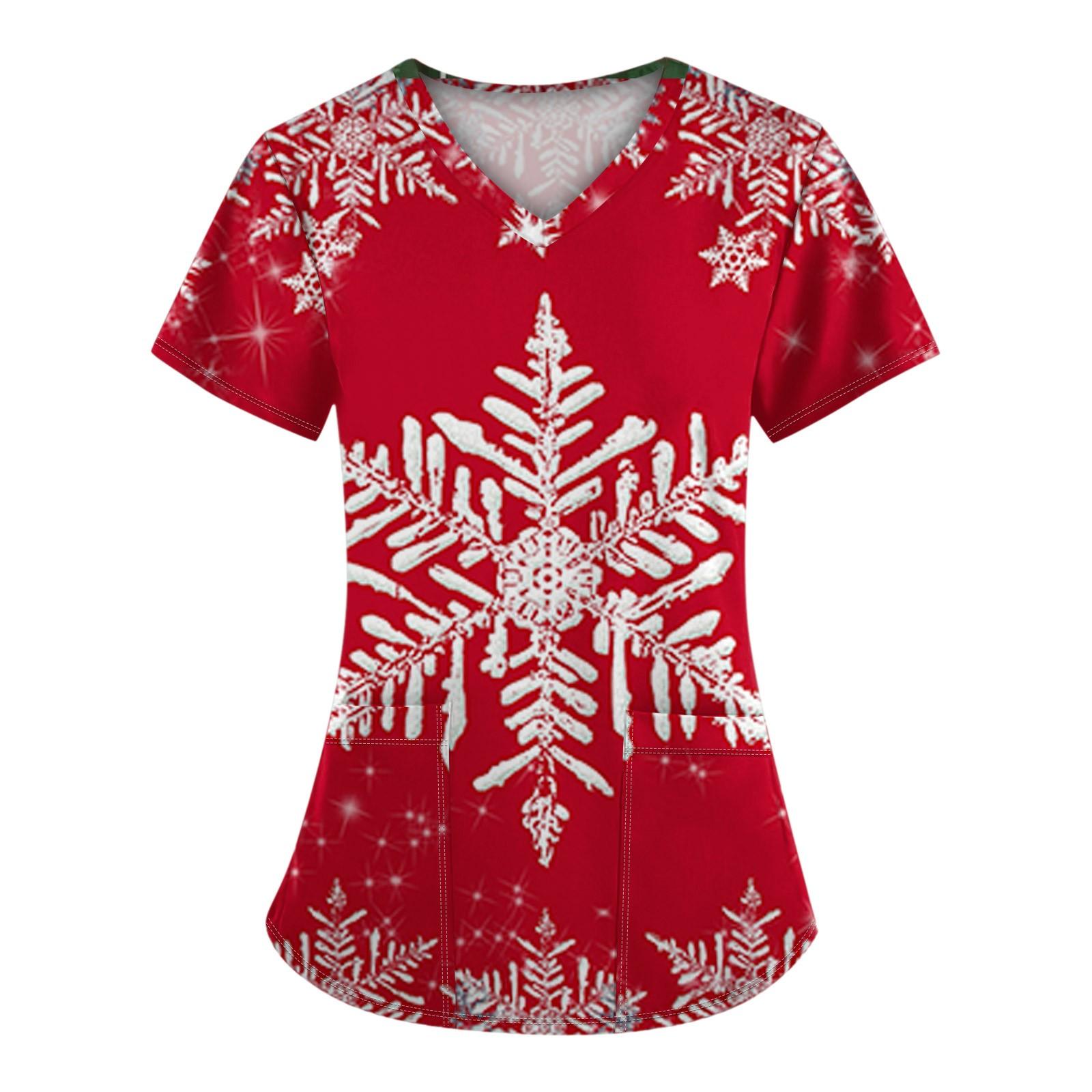 Женская рождественская печатная рабочая униформа с V-образным вырезом и карманом, защитная униформа S красный
Женская рождественская печатная рабочая униформа с V-образным вырезом и карманом, защитная униформа S красный