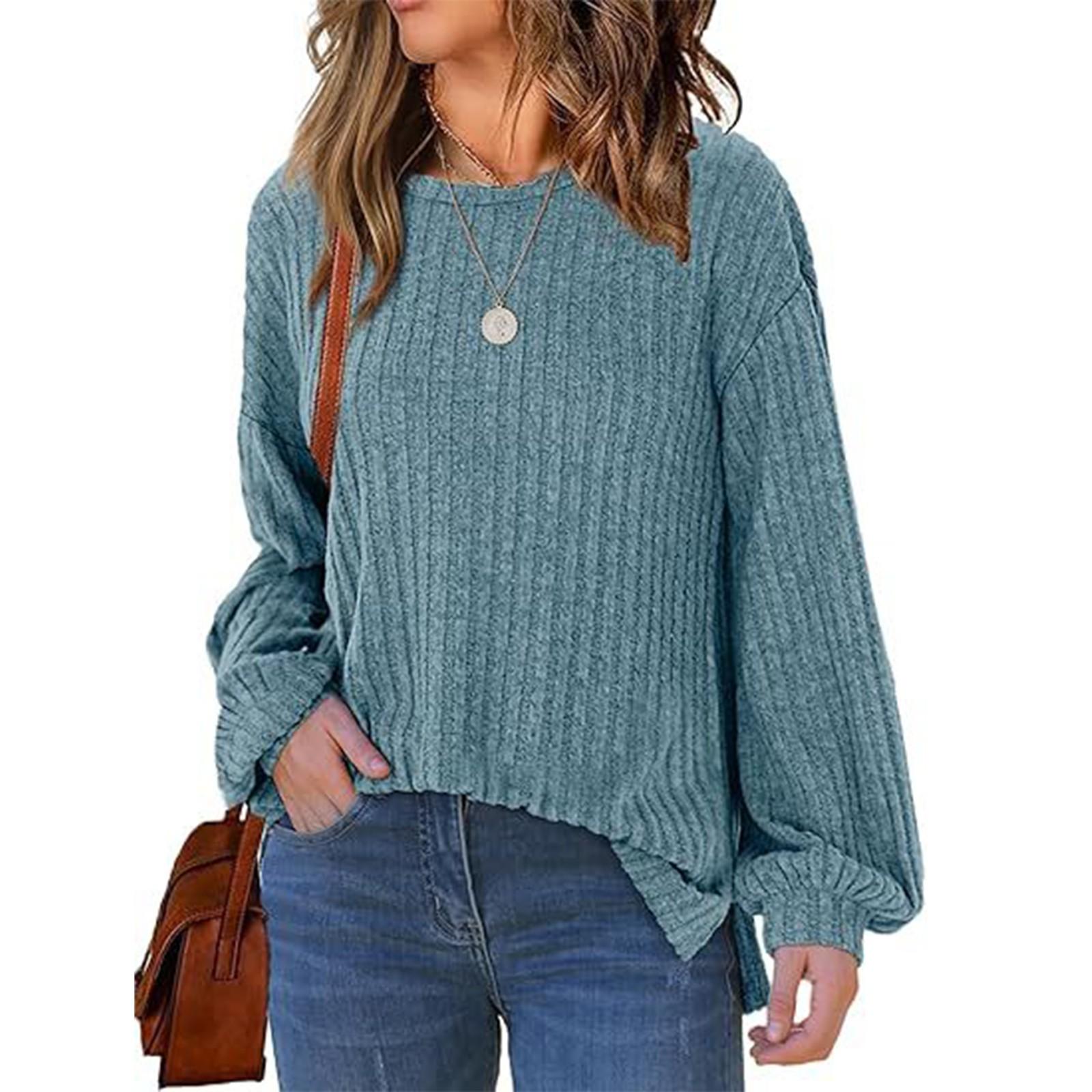 Женская модная свободная повседневная футболка с круглым вырезом и длинным рукавом, однотонный топ S синий
Женская модная свободная повседневная футболка с круглым вырезом и длинным рукавом, однотонный топ S синий