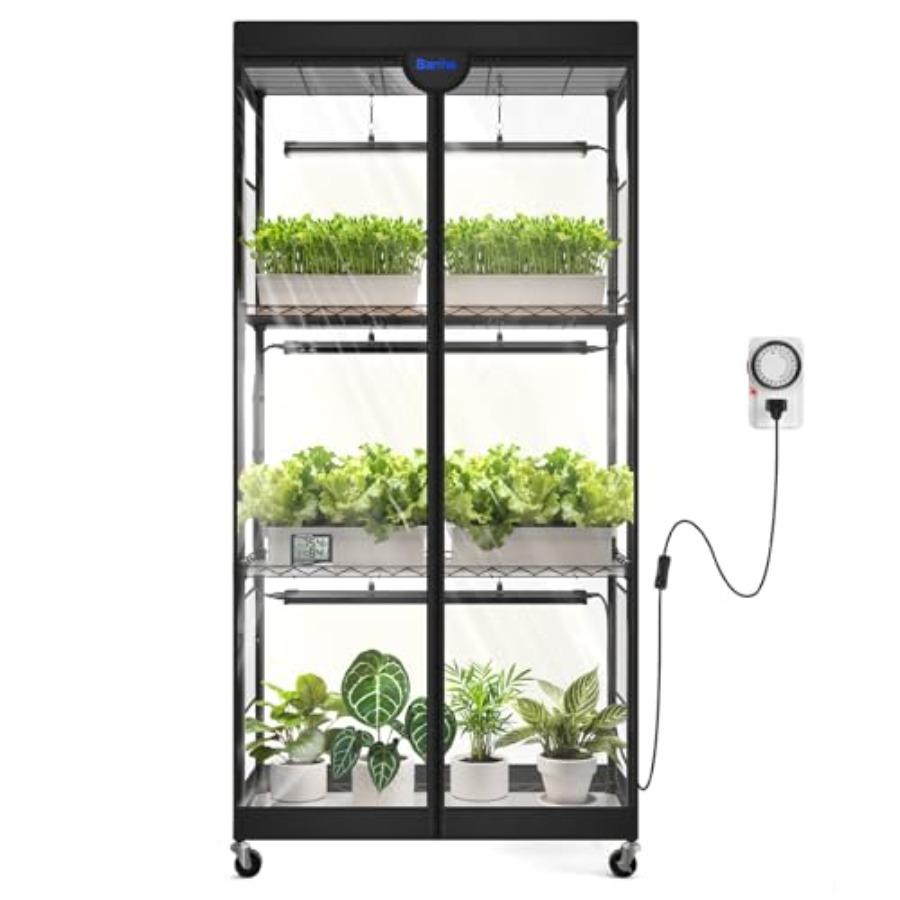 LP750 Indoor Greenhouse with 105W TX-S35 Full Spectrum Grow Lights 2FT 5000K 4-Tier Plant Shelf with Tent Timer Thermometer for
LP750 Indoor Greenhouse with 105W TX-S35 Full Spectrum Grow Lights 2FT 5000K 4-Tier Plant Shelf with Tent Timer Thermometer for