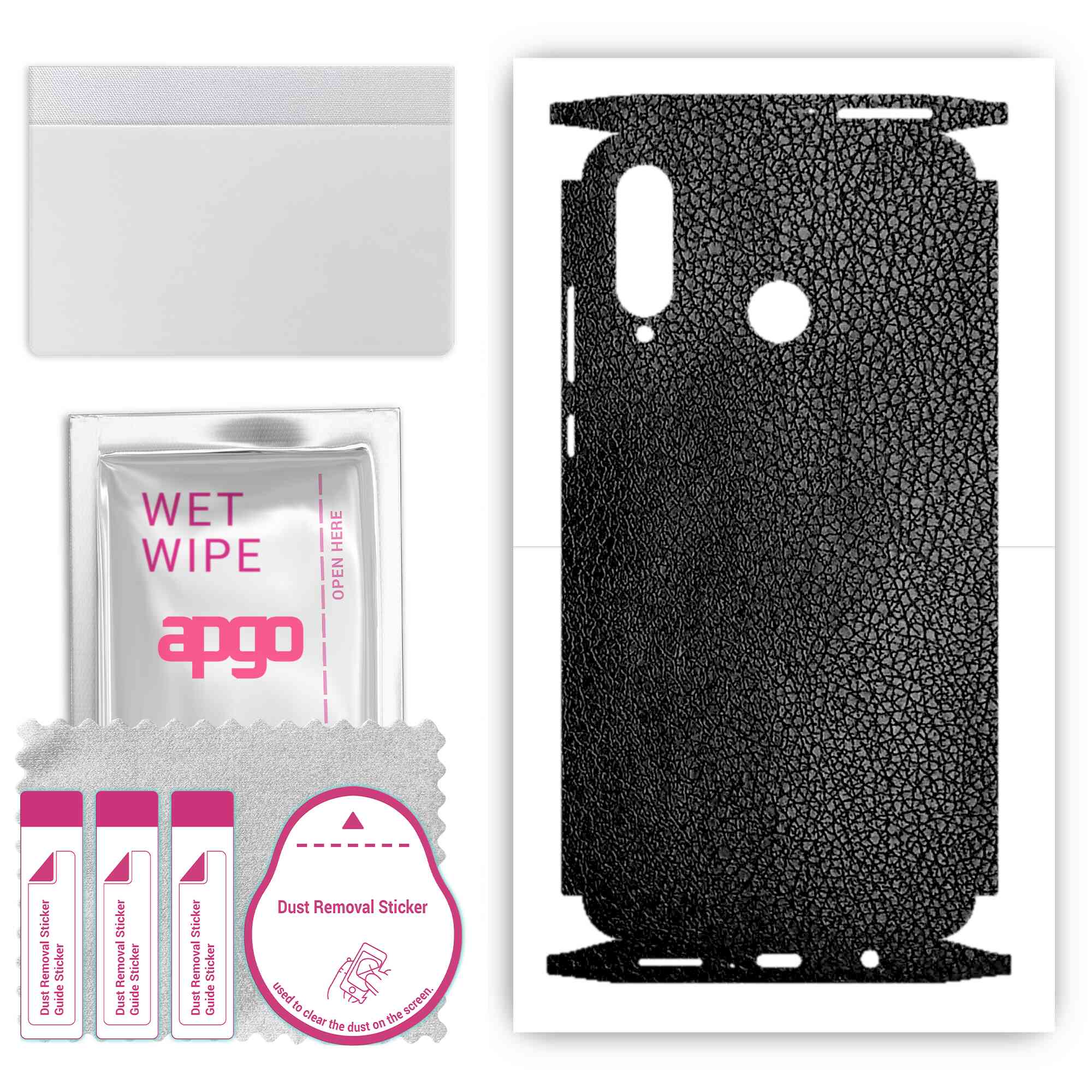 apgo Protective Skin Sticker for the back+sides compatible with Huawei P30 lite New Edition, Full Wrap Film, Foil, Vinyl - Pattern Black Leather
apgo Protective Skin Sticker for the back+sides compatible with Huawei P30 lite New Edition, Full Wrap Film, Foil, Vinyl - Pattern Black Leather