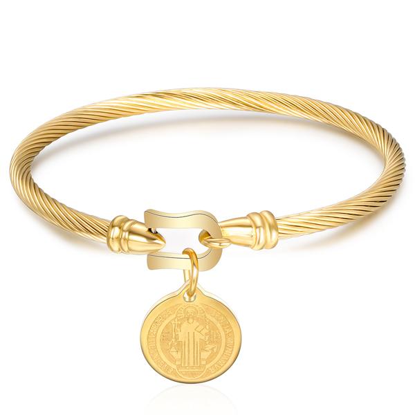 Fashion Cuff Bracelet Bangles with Saint Benedict Charm Pendant Syainless Steel Wire Pulseira Jewelry Bracelets for Women Clear золотий
Fashion Cuff Bracelet Bangles with Saint Benedict Charm Pendant Syainless Steel Wire Pulseira Jewelry Bracelets for Women Clear золотий