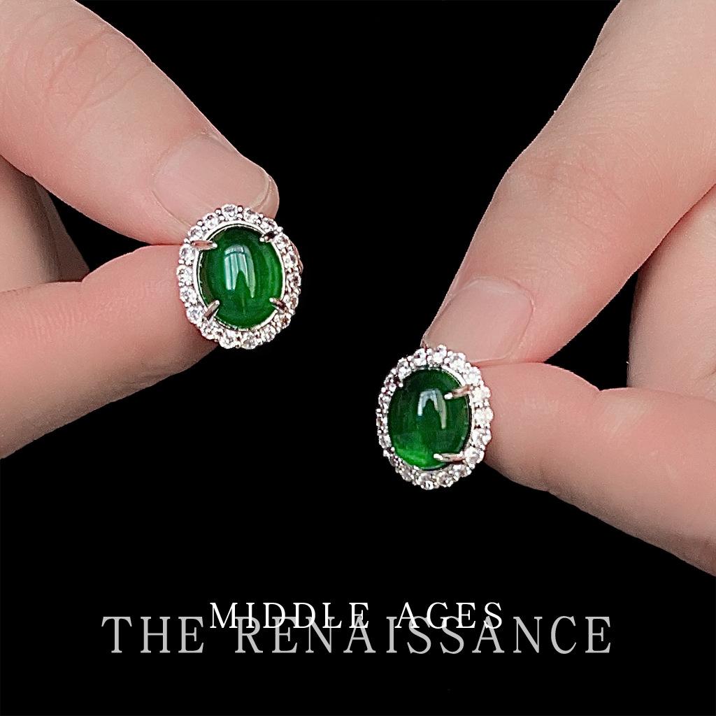Jewelry~ Medieval Heavy Industry Green Pigeon Egg Oval Micro-inlaid Zircon Stud Earrings Retro Earrings
Jewelry~ Medieval Heavy Industry Green Pigeon Egg Oval Micro-inlaid Zircon Stud Earrings Retro Earrings