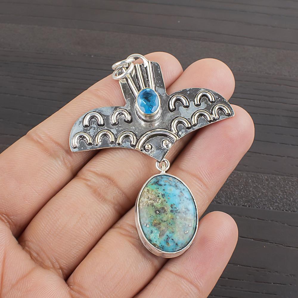 Natural Shattukite Gemstone 925 Sterling Silver Jewelry Designer Pendant 2.37 AJP-2344
Natural Shattukite Gemstone 925 Sterling Silver Jewelry Designer Pendant 2.37 AJP-2344