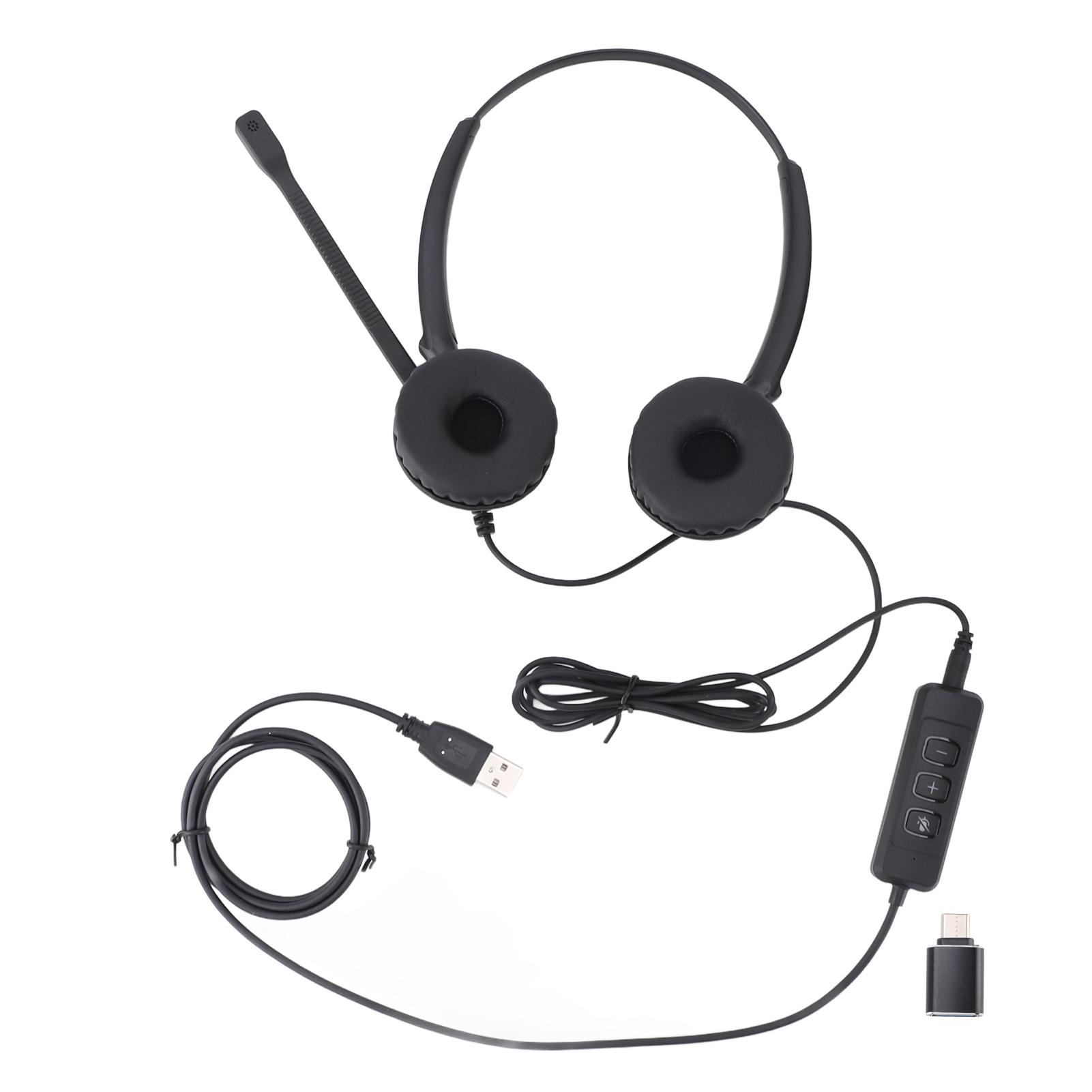 Telephone Headset with Noise Cancelling Microphone Binaural Support USB to USB C 3.5mm Connector
Telephone Headset with Noise Cancelling Microphone Binaural Support USB to USB C 3.5mm Connector