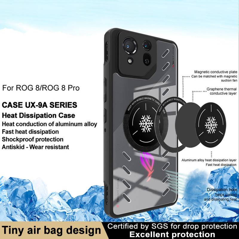 IMAK UX-9A Series for Asus ROG Phone 8 5G/Phone 8 Pro 5G Case Heat Dissipation PC+TPU Clear Phone Shell A
IMAK UX-9A Series for Asus ROG Phone 8 5G/Phone 8 Pro 5G Case Heat Dissipation PC+TPU Clear Phone Shell A