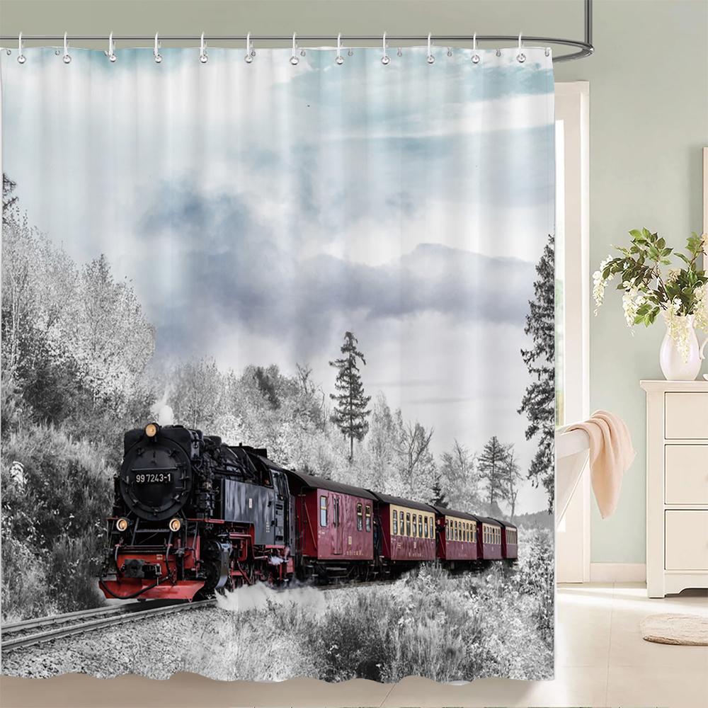 Retro And Old Age Of Steam Train Shower Curtain 3D Printed Polyester Fabric Waterproof Bathroom Curtain Decoration With Hooks W60H190(CM)-1 Pcs
Retro And Old Age Of Steam Train Shower Curtain 3D Printed Polyester Fabric Waterproof Bathroom Curtain Decoration With Hooks W60H190(CM)-1 Pcs