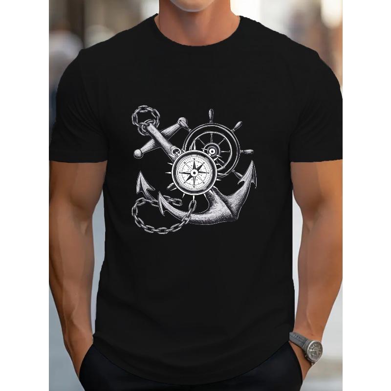 European Size Anchor And Compass Graphic Print Men s Short Sleeve T-Shirt, Fashion T-Shirt, Casual Comfortable Versatile Summer Top 4XL чорний
European Size Anchor And Compass Graphic Print Men s Short Sleeve T-Shirt, Fashion T-Shirt, Casual Comfortable Versatile Summer Top 4XL чорний