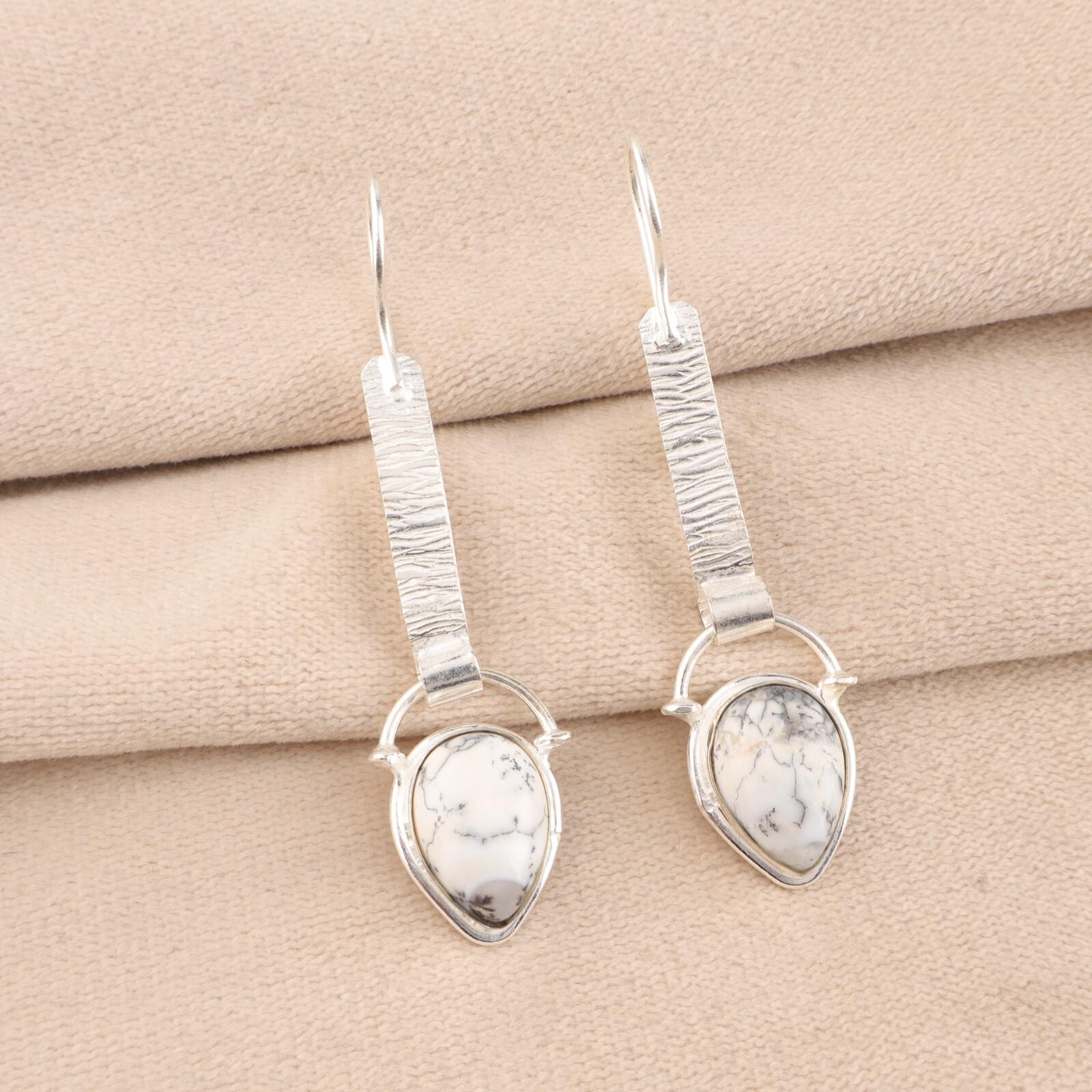 Dendritic Opal Gemstone 925 Sterling Silver Jewelry Handmade Long Earrings 2.3 EE-166-30
Dendritic Opal Gemstone 925 Sterling Silver Jewelry Handmade Long Earrings 2.3 EE-166-30