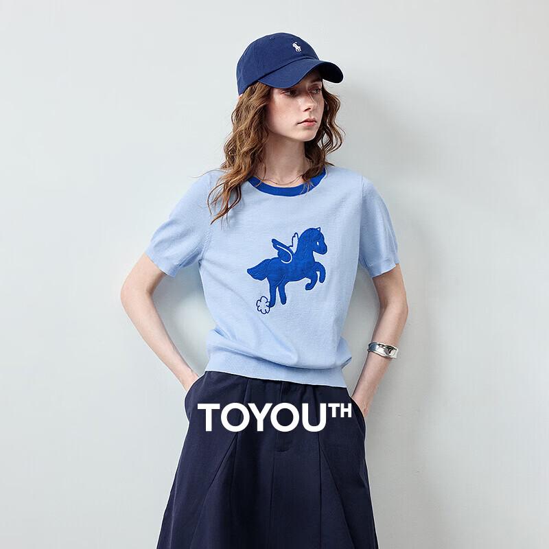 Women s Pegasus Pattern Color-Block Short Sleeve Knit Top S
Women s Pegasus Pattern Color-Block Short Sleeve Knit Top S
