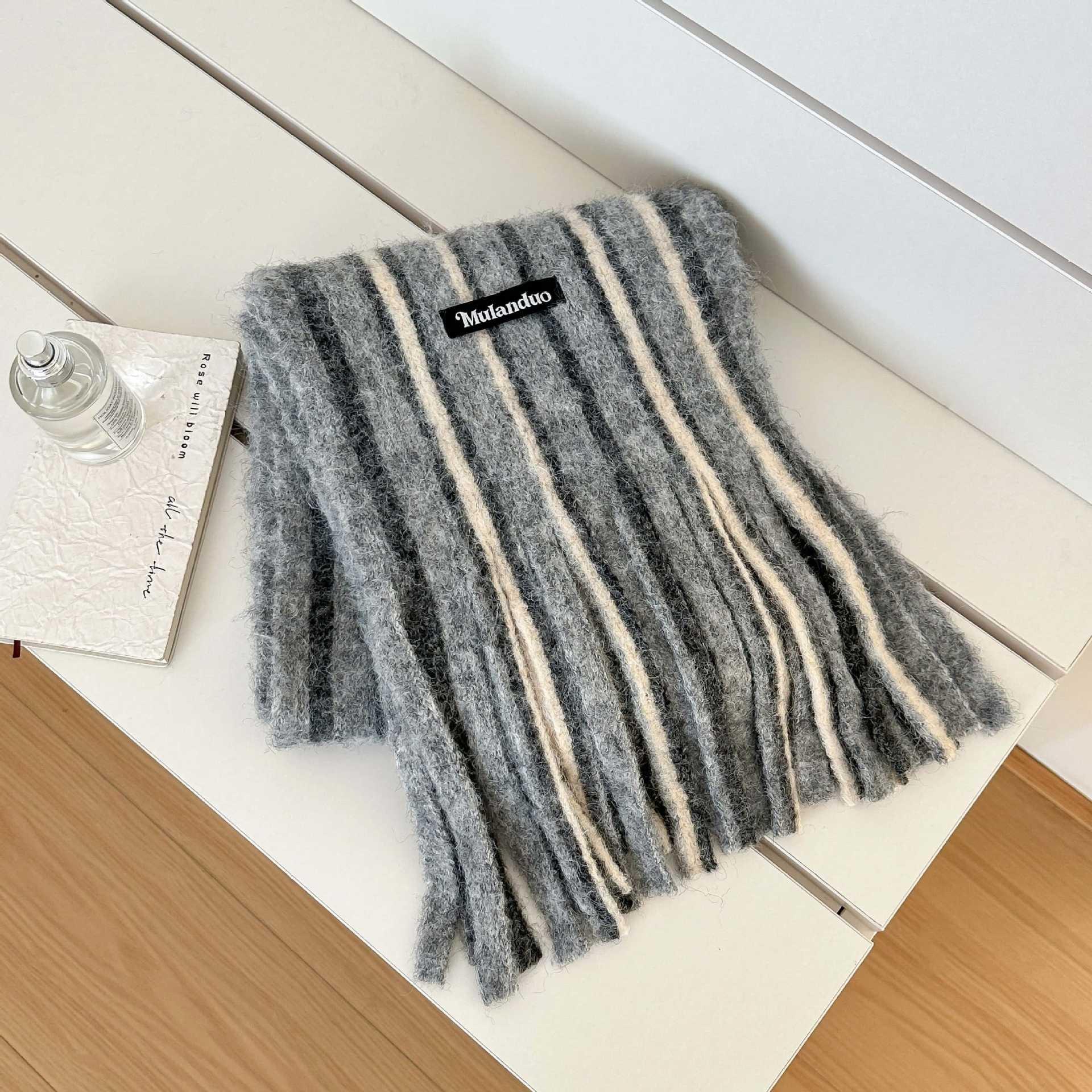 College Style Striped Knitted Scarf for Women in Autumn and Winter Thick and Warm Versatile Tassel Shawl 180*23cm+18*2
College Style Striped Knitted Scarf for Women in Autumn and Winter Thick and Warm Versatile Tassel Shawl 180*23cm+18*2
