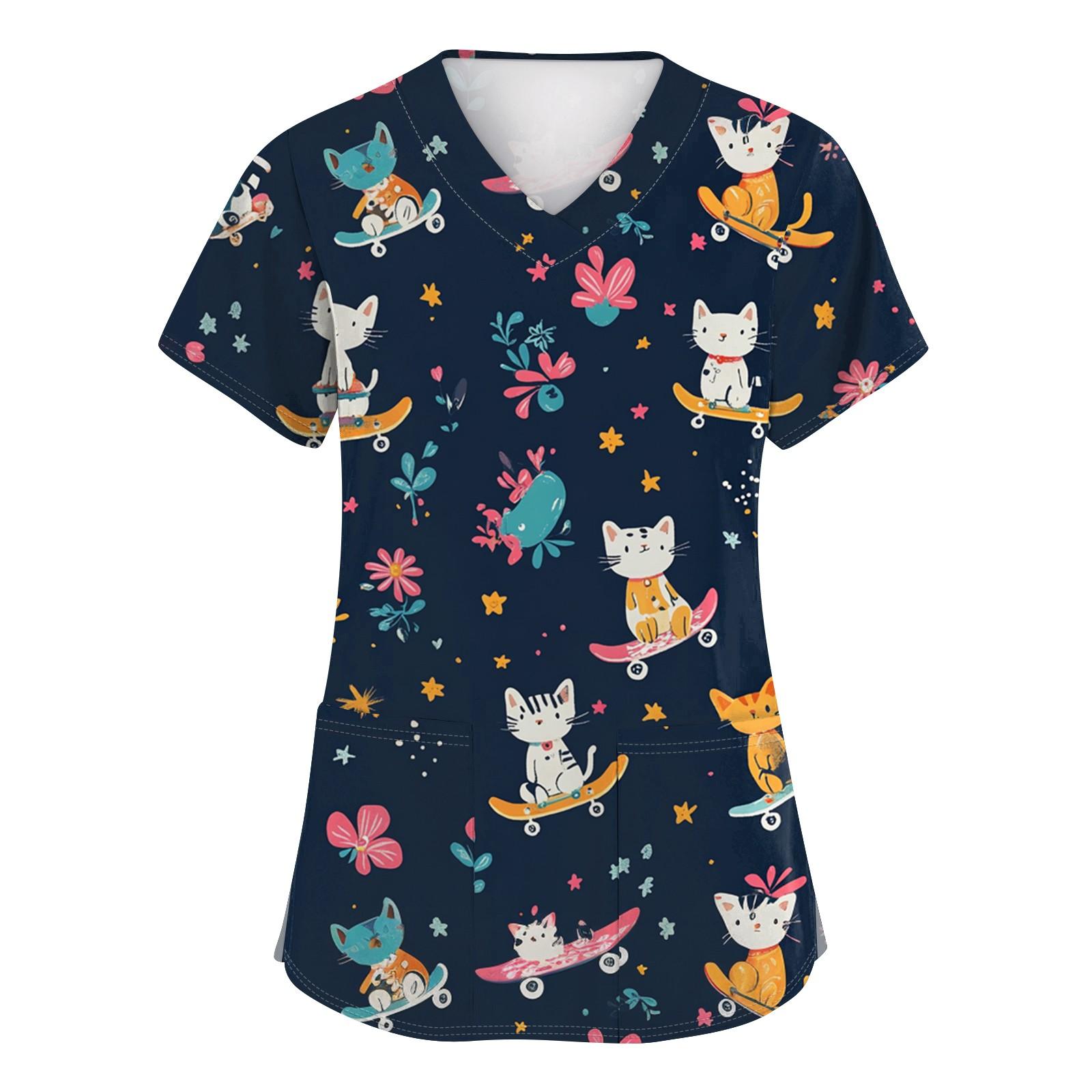 Жіноча модна робоча футболка з коротким рукавом і V-подібним вирізом із принтом і невеликою кишенею L чорний
Жіноча модна робоча футболка з коротким рукавом і V-подібним вирізом із принтом і невеликою кишенею L чорний